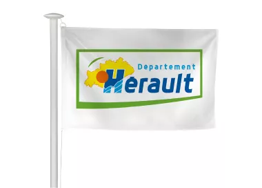 Pavillon du Conseil Départemental de l'Hérault en maille polyester