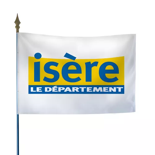 Drapeau du Conseil Départemental de l'Isère en maille polyester