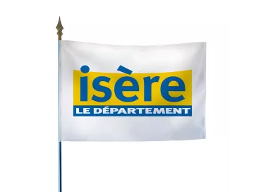 Drapeau du Conseil Départemental de l'Isère en maille polyester