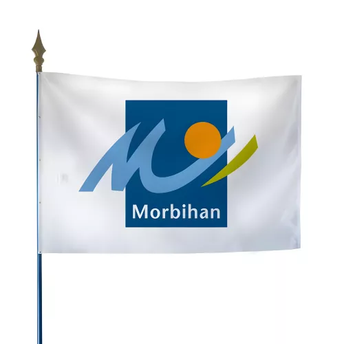 Drapeau du Conseil Départemental du Morbihan avec hampe