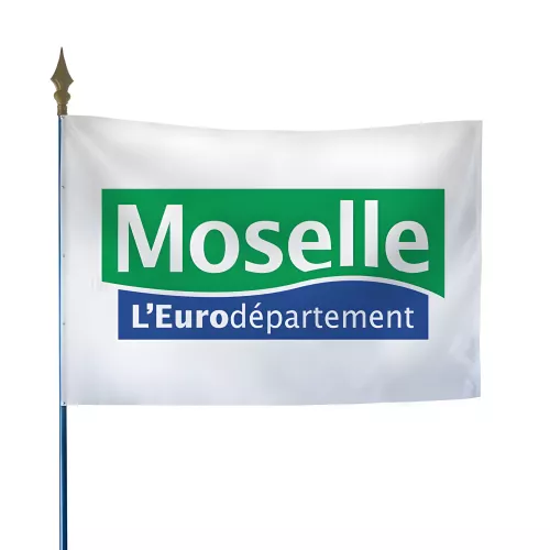 Drapeau du Conseil Départemental de la Moselle avec hampe