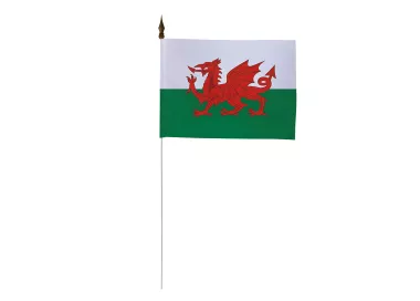 Drapeau de table Pays de Galles 10 x 15 cm avec tige métal