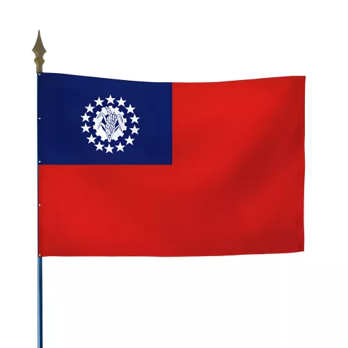 Drapeau Birmanie en maille polyester avec hampe