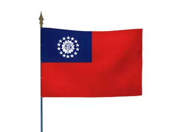 Drapeau Birmanie en maille polyester avec hampe