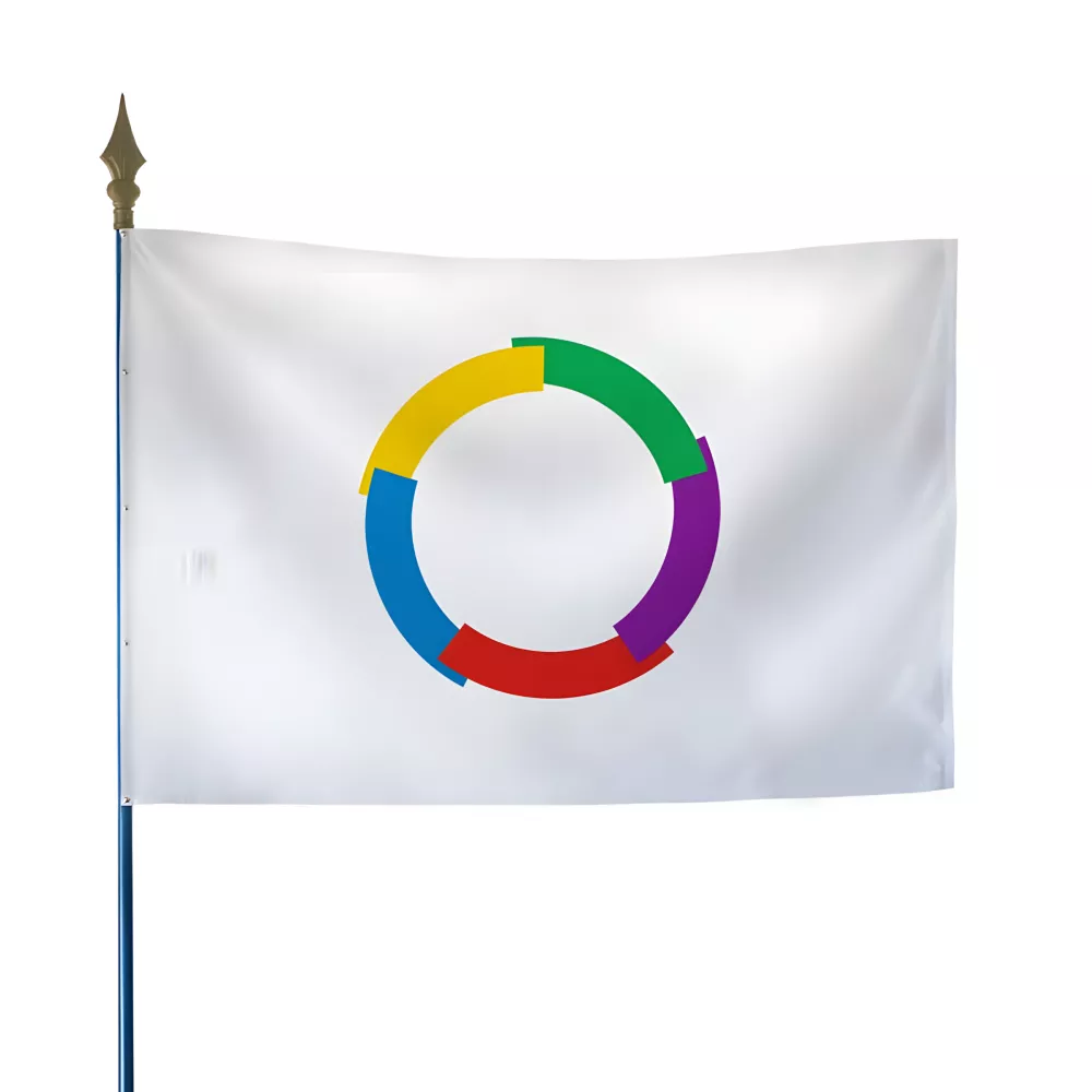 Drapeau de la Francophonie en polyester ignifugé Drapeau de la Francophonie en polyester ignifugé