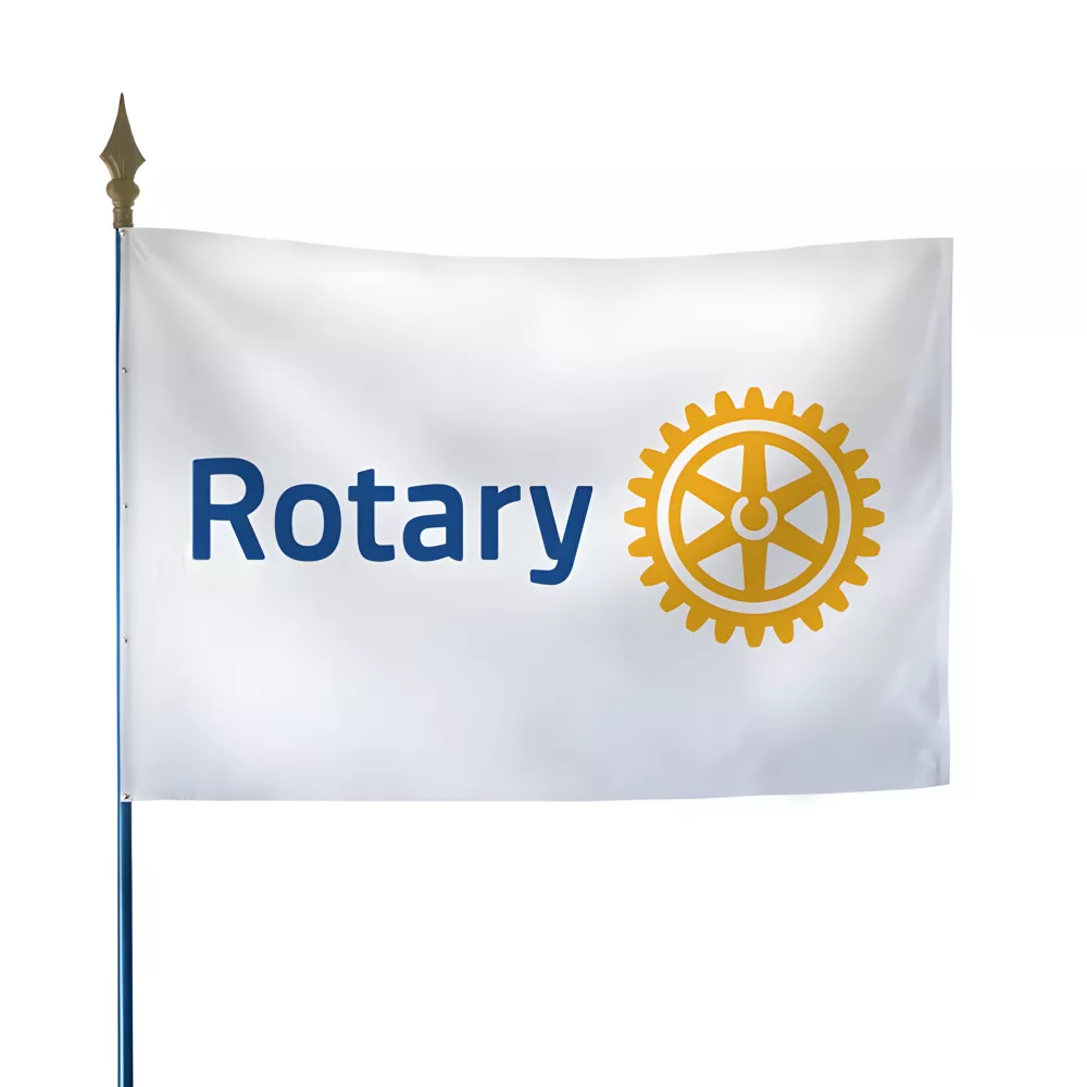 Drapeau Rotary International en polyester ignifugé Drapeau Rotary International en polyester ignifugé