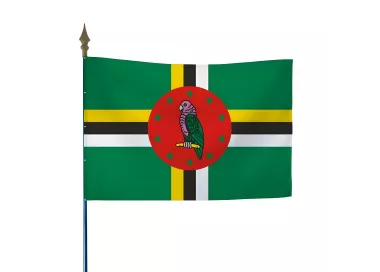 Drapeau Dominique en maille polyester avec hampe