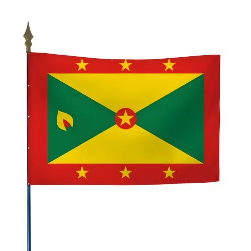 Drapeau Grenade en maille polyester avec hampe