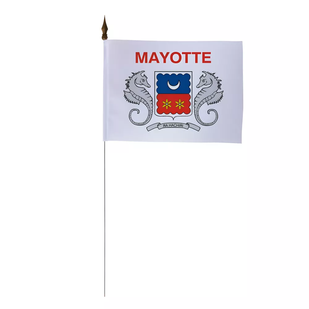 Drapeau de table armoiries Mayotte 10 x 15 cm polyester