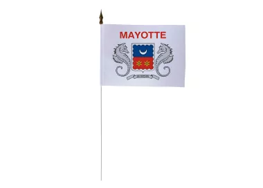 Drapeau de table armoiries Mayotte 10 x 15 cm polyester