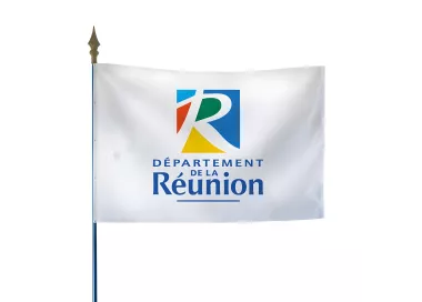 Drapeau département Réunion sur hampe bois