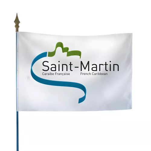 Drapeau Saint-Martin en maille polyester avec hampe