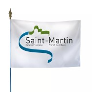 Drapeau Saint-Martin en maille polyester avec hampe