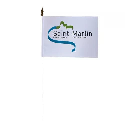 Drapeau de table Saint-Martin 10 x 15 cm polyester