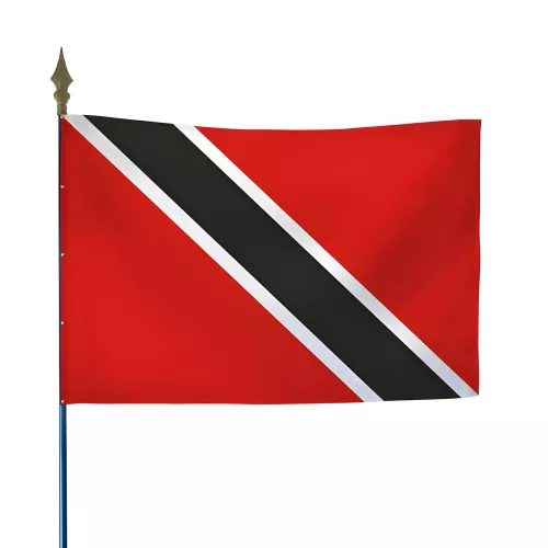 Drapeau Trinité-et-Tobago en maille polyester avec hampe