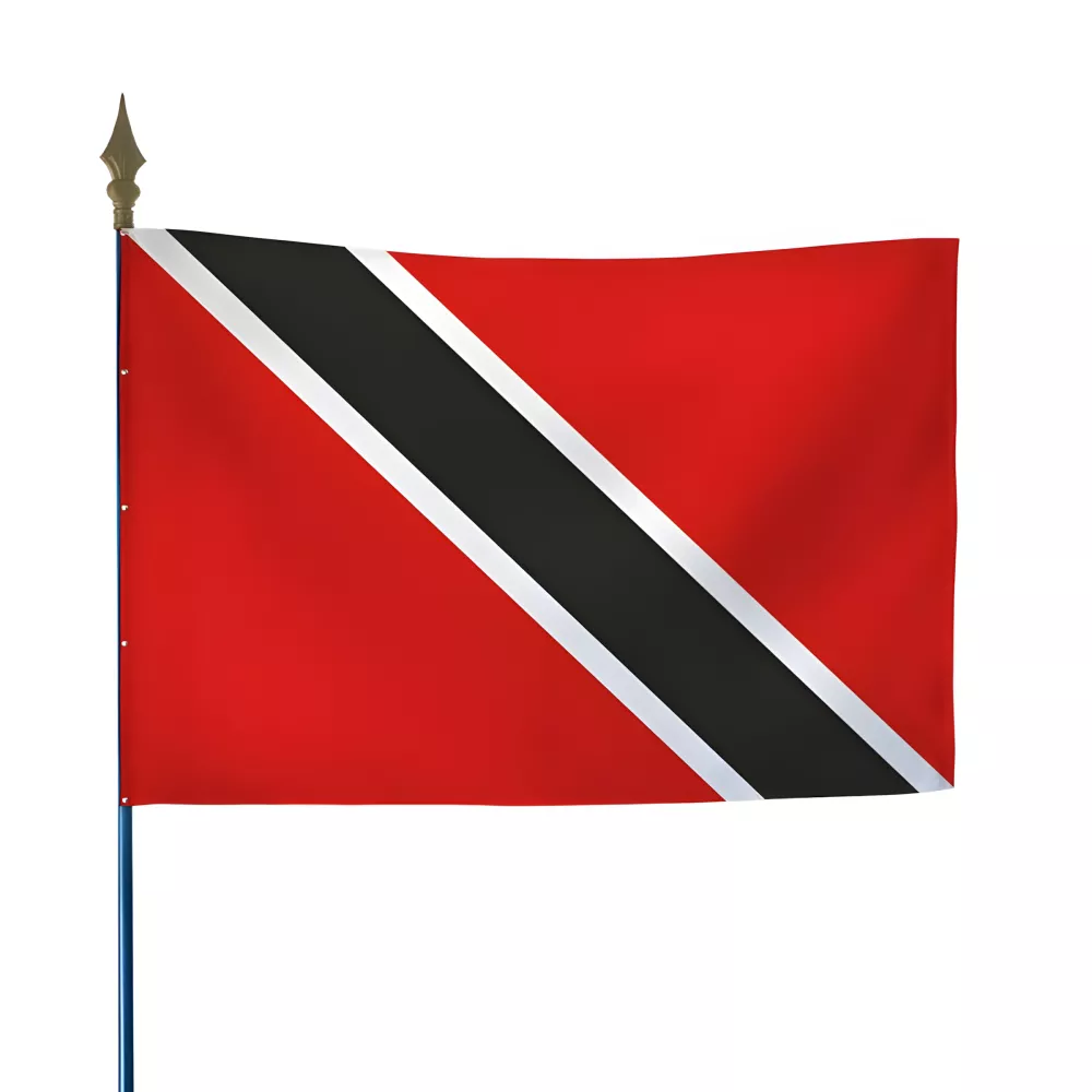 Drapeau Trinité-et-Tobago en maille polyester avec hampe