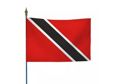 Drapeau Trinité-et-Tobago en maille polyester avec hampe