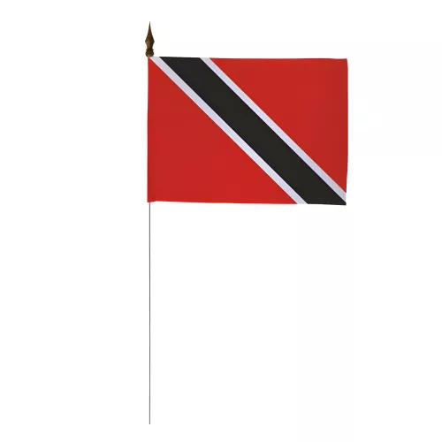 Drapeau de table Trinité-et-Tobago en polyester avec tige métal