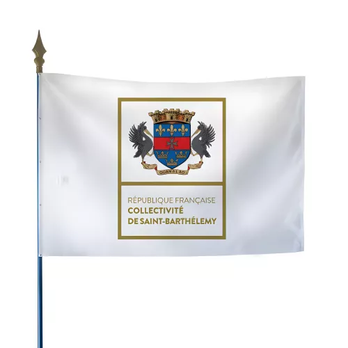 Drapeau Saint-Barthélemy en maille polyester avec hampe