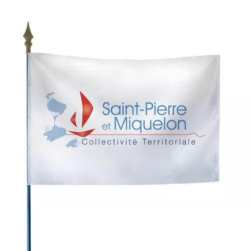 Drapeau Saint-Pierre-et-Miquelon sur hampe polyester 115 g/m²