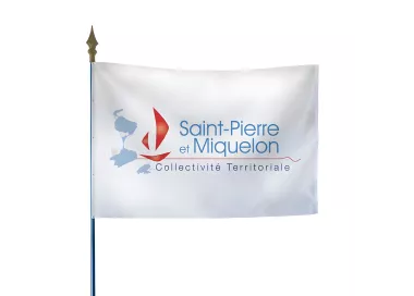Drapeau Saint-Pierre-et-Miquelon sur hampe polyester 115 g/m²