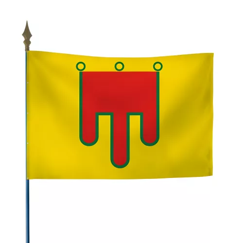 Drapeau province Auvergne sur hampe en bois