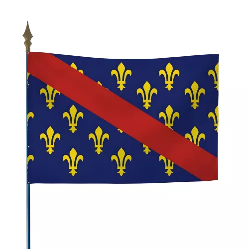 Drapeau province Bourbonnais sur hampe avec lance