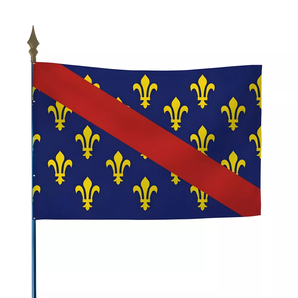 Drapeau province Bourbonnais sur hampe avec lance Drapeau province Bourbonnais sur hampe avec lance
