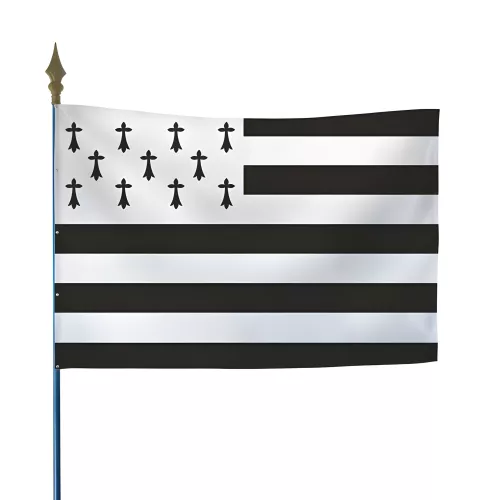 Drapeau province Bretagne sur hampe bois