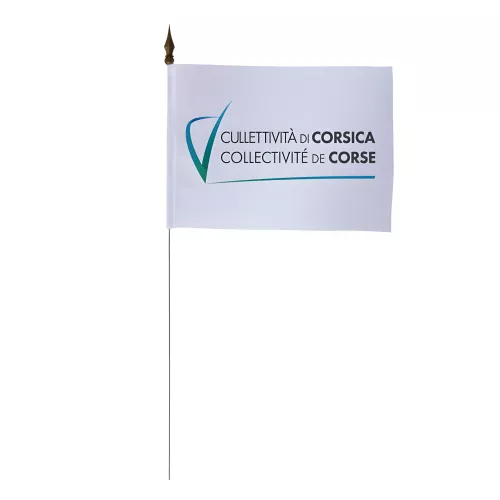 Drapeau de table Corse 10 x 15 cm polyester avec tige métal