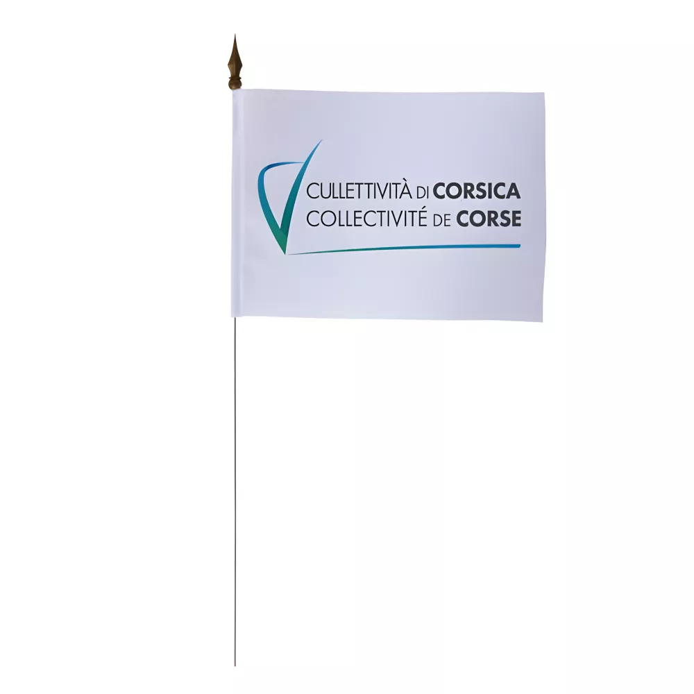 Drapeau de table Corse 10 x 15 cm polyester avec tige métal Drapeau de table Corse 10 x 15 cm polyester avec tige métal