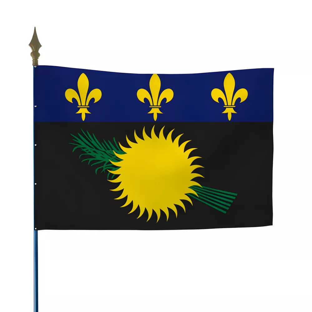 Drapeau Armoiries Guadeloupe rouge ou noire polyester Drapeau Armoiries Guadeloupe rouge ou noire polyester