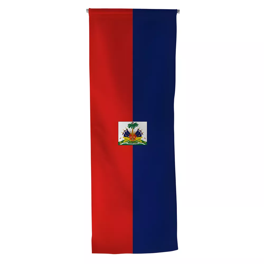 Oriflamme d'Haïti en maille polyester 115 g/m² Oriflamme d'Haïti en maille polyester 115 g/m²