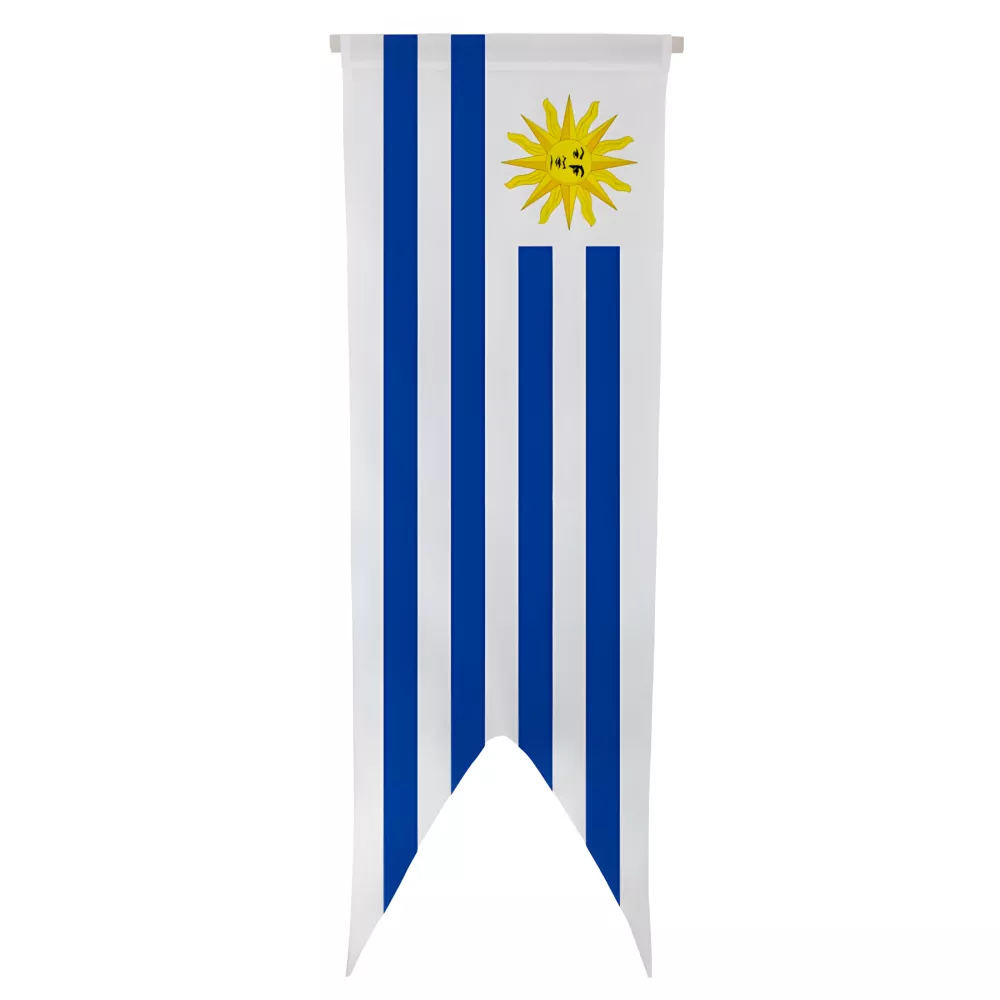 Oriflamme Uruguay en maille polyester avec traverse bois