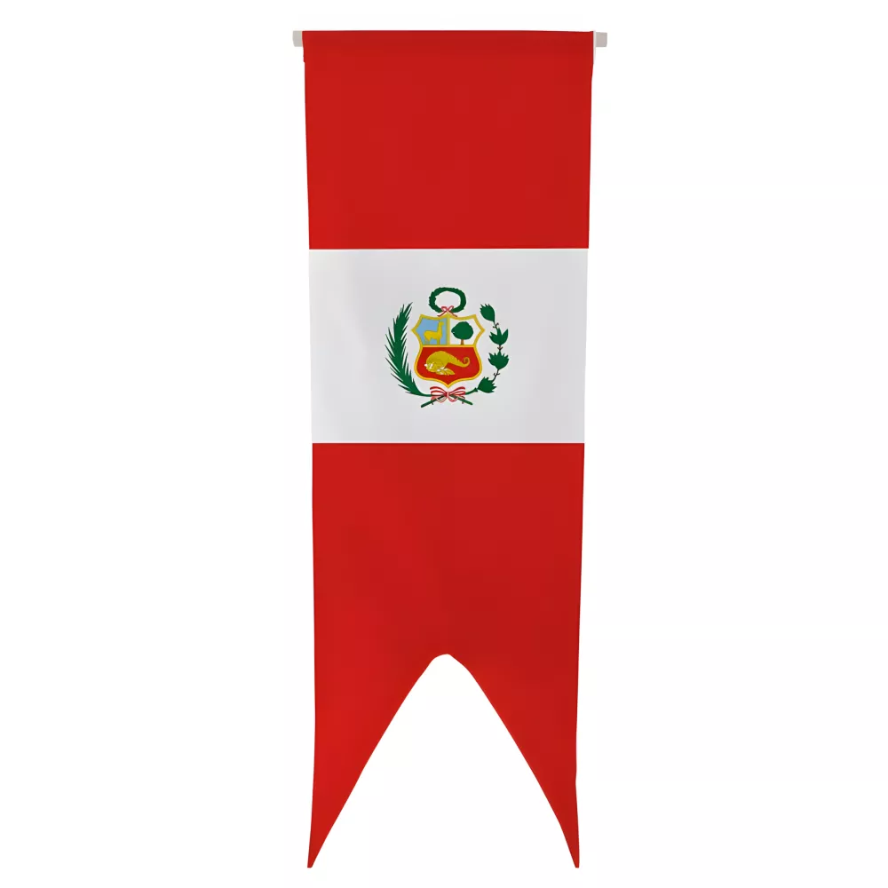 Oriflamme Pérou en maille polyester avec traverse bois