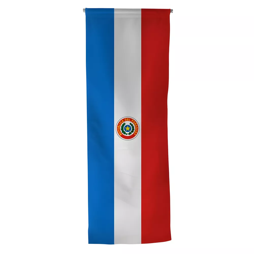 Oriflamme Paraguay en maille polyester avec traverse bois Oriflamme Paraguay en maille polyester avec traverse bois