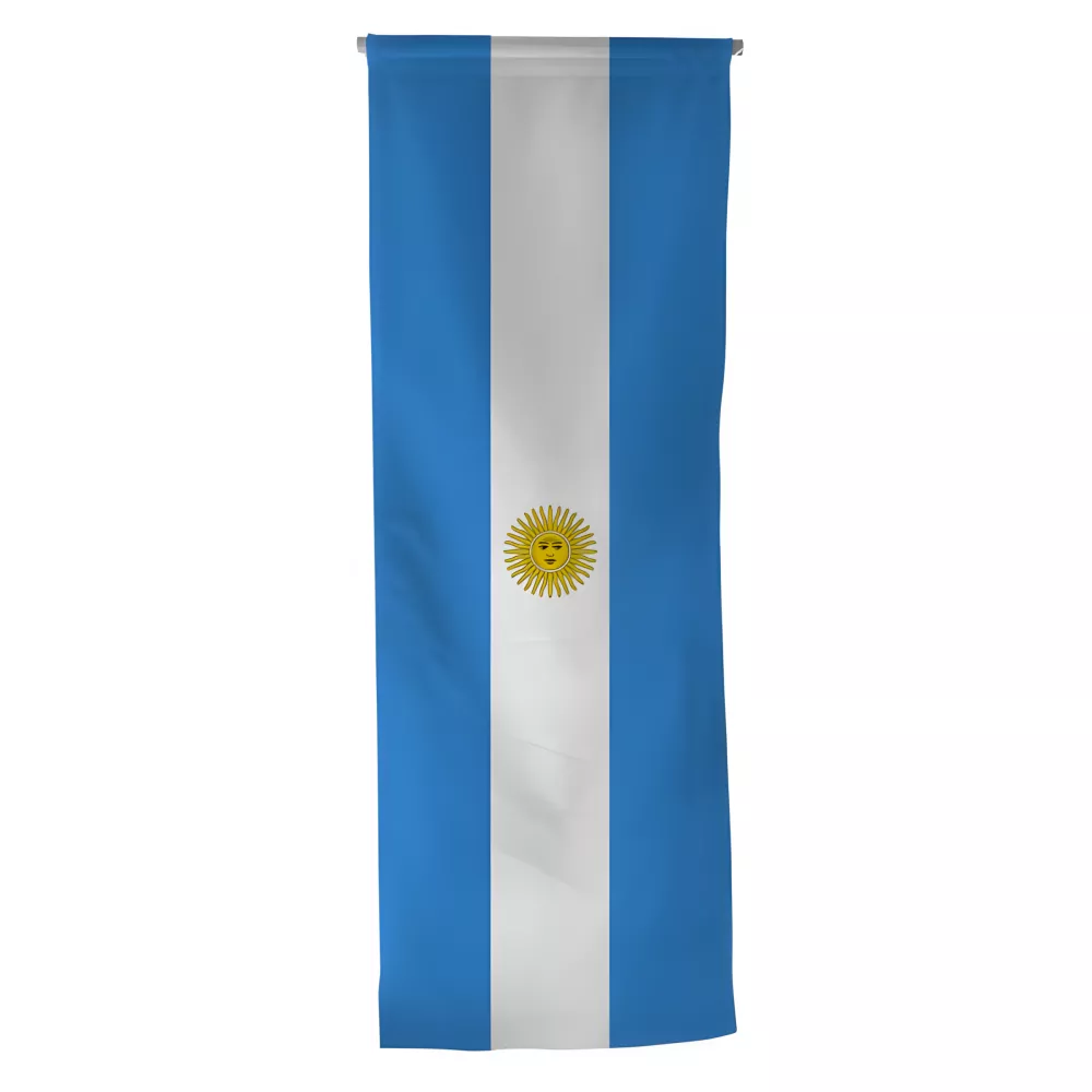 Oriflamme Argentine en maille polyester avec traverse bois Oriflamme Argentine en maille polyester avec traverse bois
