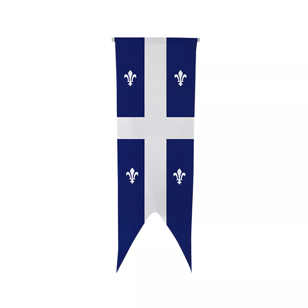 Oriflamme Québec en maille polyester avec traverse bois