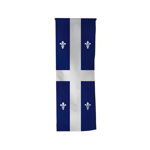 Oriflamme Québec en maille polyester avec traverse bois