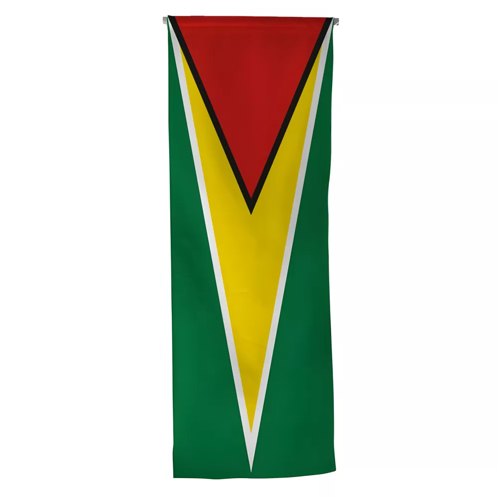 Oriflamme du Guyana en maille polyester avec traverse Oriflamme du Guyana en maille polyester avec traverse