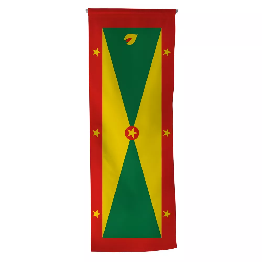 Oriflamme Grenade en maille polyester avec traverse bois