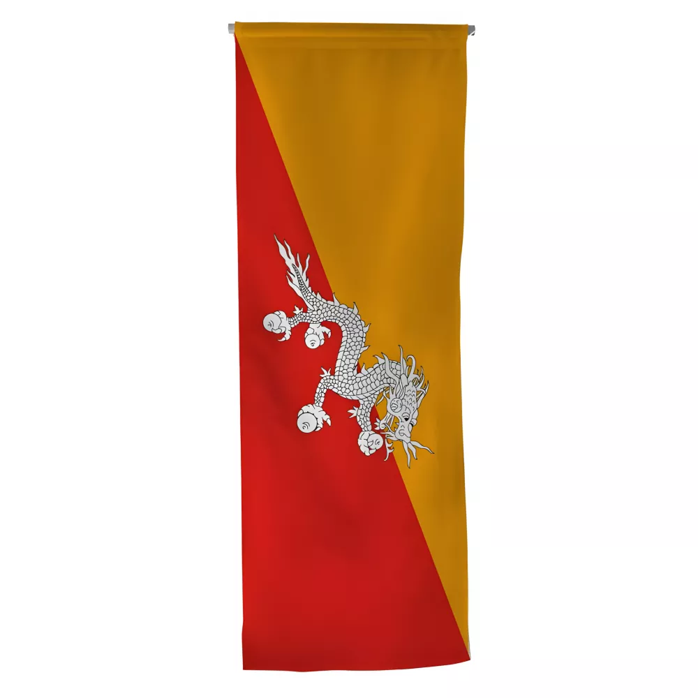 Oriflamme Bhoutan en maille polyester avec traverse Oriflamme Bhoutan en maille polyester avec traverse