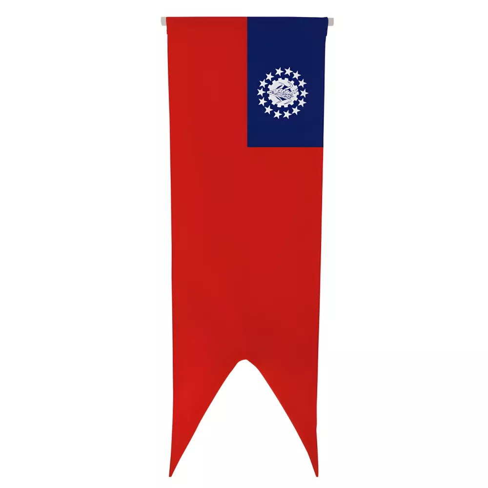 Oriflamme Birmanie en maille polyester avec traverse bois