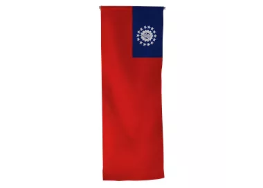 Oriflamme Birmanie en maille polyester avec traverse bois