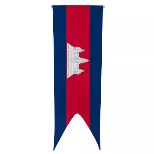 Oriflamme Cambodge en maille polyester avec traverse bois