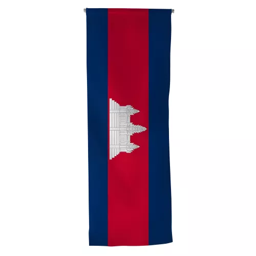 Oriflamme Cambodge en maille polyester avec traverse bois Oriflamme Cambodge en maille polyester avec traverse bois