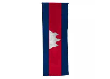 Oriflamme Cambodge en maille polyester avec traverse bois