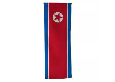 Oriflamme Corée du Nord en maille polyester avec traverse bois