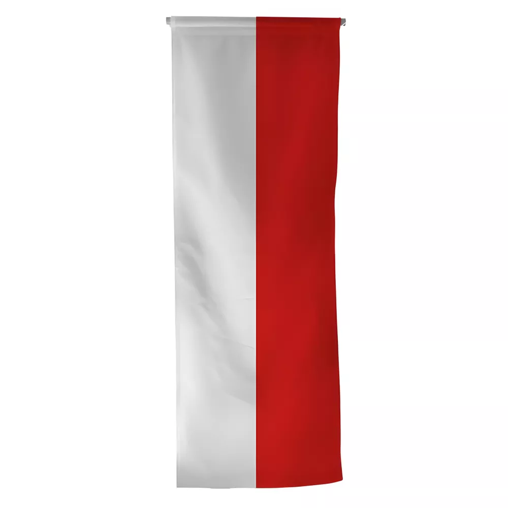 Oriflamme Indonésie en maille polyester avec traverse bois Oriflamme Indonésie en maille polyester avec traverse bois