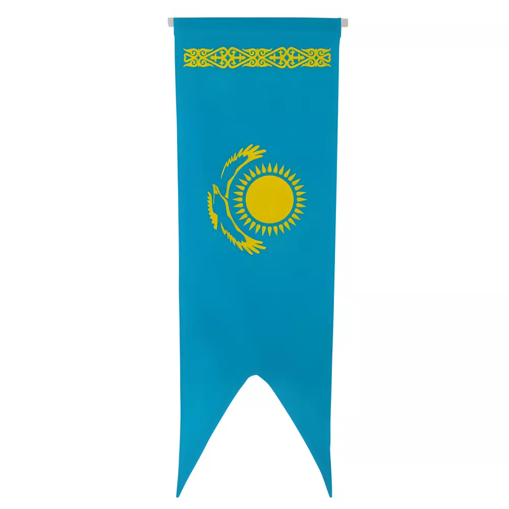Oriflamme Kazakhstan en maille polyester avec traverse Oriflamme Kazakhstan en maille polyester avec traverse